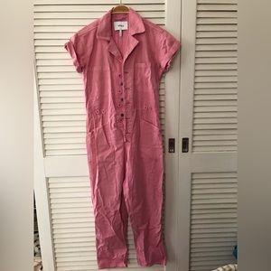 Pink jumpsuit/work suit! Lots of pockets, button up front, super cute!!